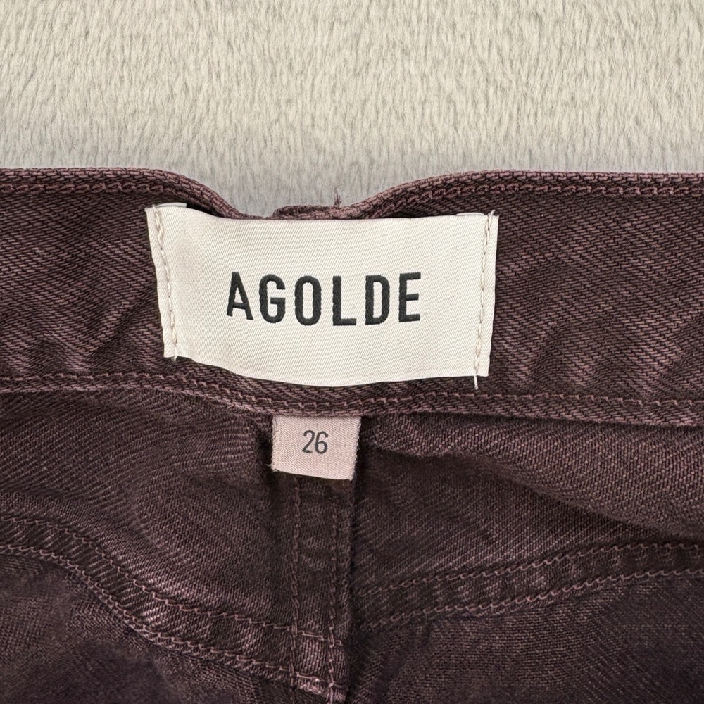 AGOLDE Jeans Womens 26x28 Brown Wide Leg High Rise Relaxed Denim Baggy - Picture 3 of 13